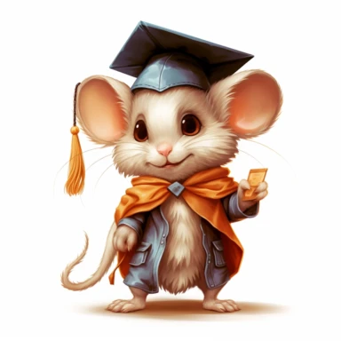 clipart of a cute mouse with college graduation clothes, at graduation with diploma, by martha morrison 0 12, in the style of fantasy characters, neo-victorian, beatrix potter, magali villeneuve, playful character design, colorful costumes, black and brown, clipart, white background, svg graphics