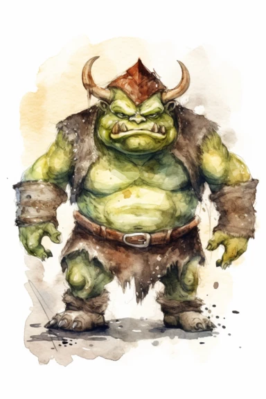 ogre watercolor clipart cute isolated on white background