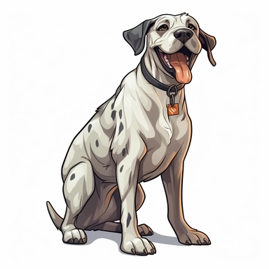 cute Great Dane, whole body, happy and smiling, bold line, clipart, sticker, white background, no shadow, 8k detail