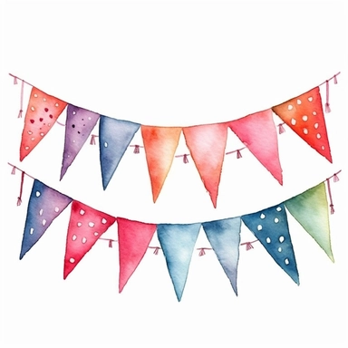 watercolor bunting, clipart on white background