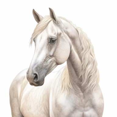 Watercolour cute lusitano horse, head only, beautiful details, ultra detailed, ultra photo real intricate detailed, high definition, graphic clipart, hyper realistic, detailed, white background