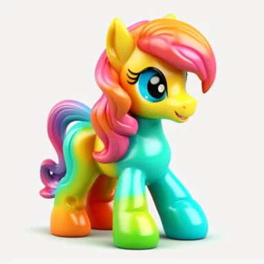 My Little Pony toy, bold colors, retro neon style, photorealistic, high-resolution photography, transparent background PNG clipart – ar 16:9