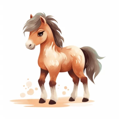 a baby horse clipart with illustration, full body shot ,8k, style of Bohemian, style of Anna Süßbauer and Jon Klassen,vector, Vector, white background,Solid Background, Sharpness and clarity, masterpiece, trending on Artstation and Dribbble.