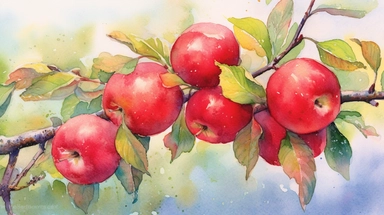 Botanical illustration, a branch of apples, sharp outlines, sharp handwriting watercolor clip art, comics, full size watercolor, watercolor style, Timothy Easton's style photo-realistic, ultra sharp, simplicity, higher coherence, minimalism, ultra detailed, hyper realistic details, beautiful, modern, OC rendered, 32k uhd , insane details, intricate details, Photoshoot, Depth of Field, captured with Phase One XF IQ4 camera , 200 Mega Pixel lens,