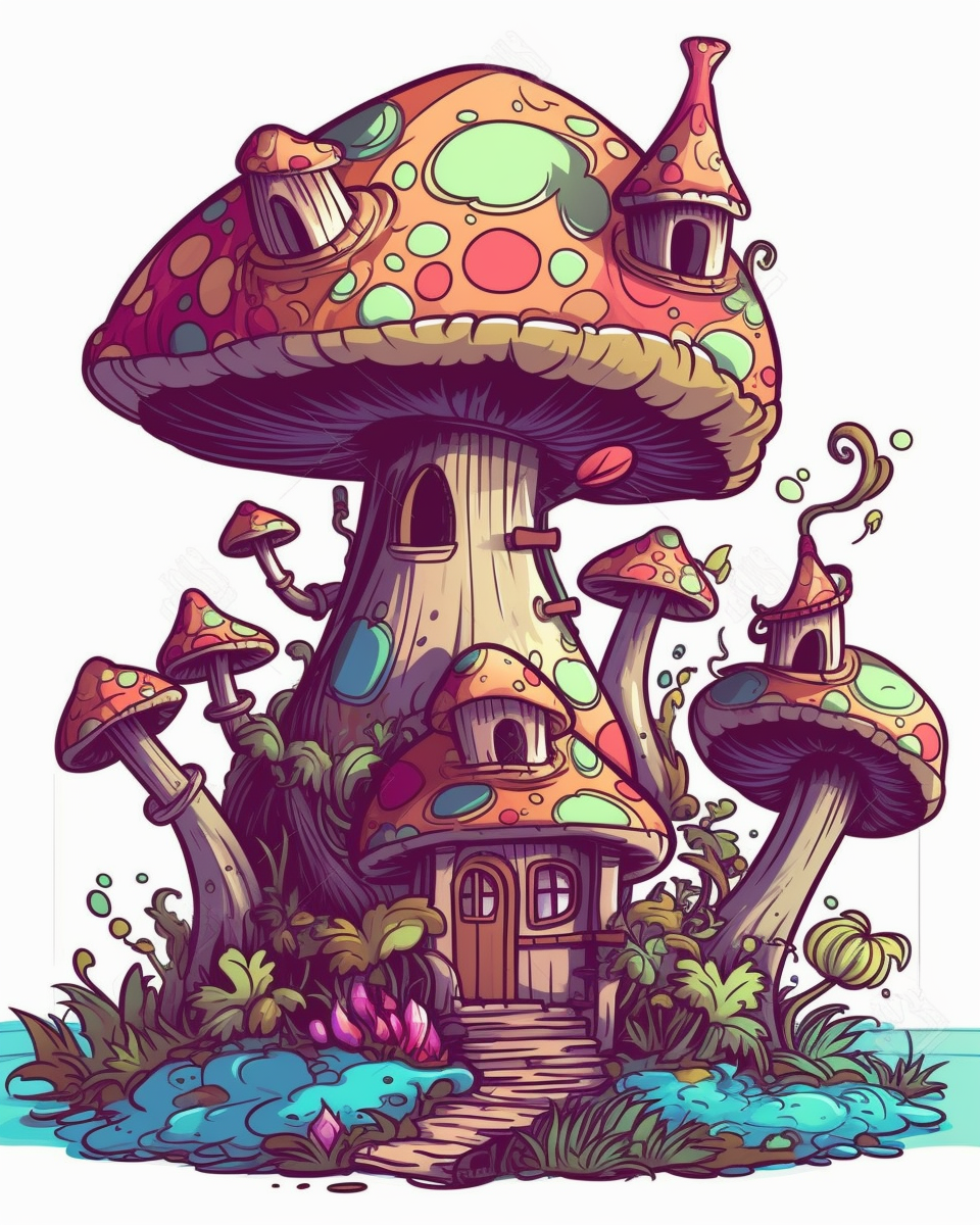 mushroom home cliparts