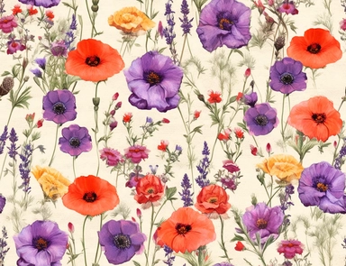 Vintage seamless pattern of red poppies, orange marigolds, pink cosmos, purple coneflowers, and white baby's breath flower mix pencil sketch, ephemera paper design with ornate illustrations, vintage, distressed textures, muted colors, craft paper texture, handwriting lines in background, pen and ink on paper with watercolor washes Watercolor, vector, white background, rice paper texture, clipart, Seamless patterns, repeating patterns design, flat illustration, outlined , Vector, 4K, Art station,