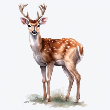 Watercolour cute realistic deer, woodland animal, ultra detailed ultra photoreal intricate detailed beautiful magnificent deer with perfect beautiful realistic eyes and intricate facial features four perfect legs and paws realistic detailed, png image, high definition, 300dpi, graphic clipart, computer graphics