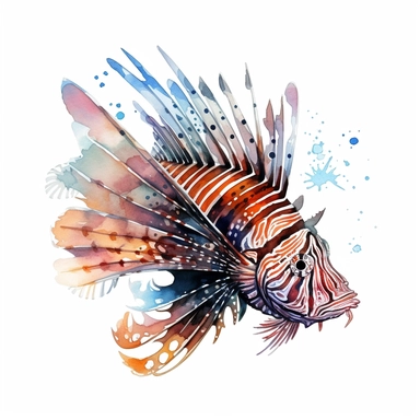 clipart lionfish , college art, white background