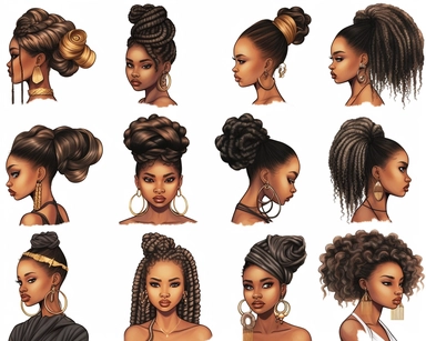 1 Model per grid, Black Girl Magic, Beautiful braided hair styles, Fashion Nova Themed Clipart, Black Girls Magic Clipart, Black Women Clipart, Black Girls PNG, Black Girl Sticker/Planner/Journal/Print Lady boss clipart, Boss Fashion clipart, Fashion Girl Clipart, Boss Girl clipart, Fashion Illustration, Afro lady clipart