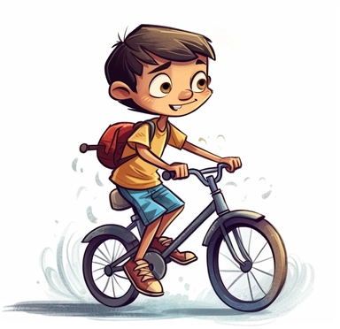 little boy whizzing on his bike stock image of clipart and images, in the style of color gradients, #vfxfriday, dark blue and maroon, bob clampett, saurabh jethani, relatable personality, yellow and navy