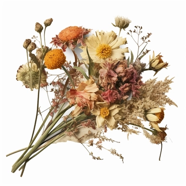 1 tiny boquet of dried wildflowers, ideal for wedding stationary, clipart