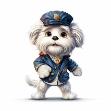 Adorable cute fantasy baby dog dressed like sailor standing in dynamic pose,front view,fullbody,sharp through out,happy expression, nursery art, clipart image, lineart image, white background, very detailed, 8k, composition wide shot