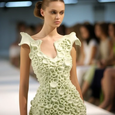 Look at the work of fashion designer Danit Peleg, who is known for her 3D creations. Describe the general appearance of your creations, including the design, colors and finishes used. Analyze how 3D printing technology is used to create your pieces and how this affects their overall aesthetic. Watch how textures and details are incorporated into his creations, as well as how three-dimensional structure is used to create unique shapes. Also consider how the clothes created by Peleg are wearable a