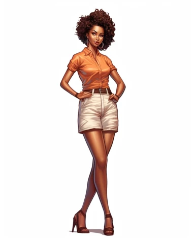 Full body shot, advertising, Clipart beautiful Afro Cuban American woman a Black girl magic young black woman holding a white empty posterboard, in the style of highly detailed illustrations, vibrant colorism, realistic portrait, afro-colombian themes, white and brown, celebrity portraits, intense gaze