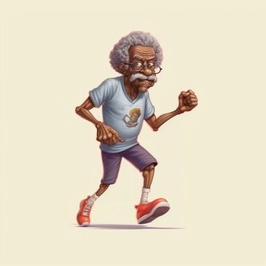 funny black grandpa is exercising, full body, hand draw Illustration clipart, 4K, extremely detailed