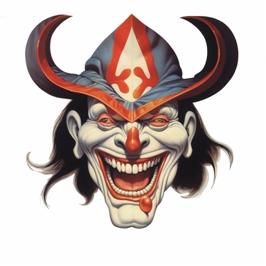 evil clown clipart, white border, Gregoire Guillemin, Frank Frazetta, gerald brom, white background