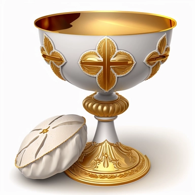 beautiful christian chalice with bread clipart white background