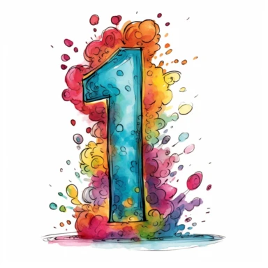 clipart kids drawing of number 1
