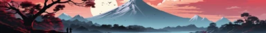 Sky blue and red gradient, high precision, Japanese style illustration clip art Mount Fuji clip art background，concept art, highest quality, high definition, movie screen, fantasy, 3D art, grand scene, iso 200