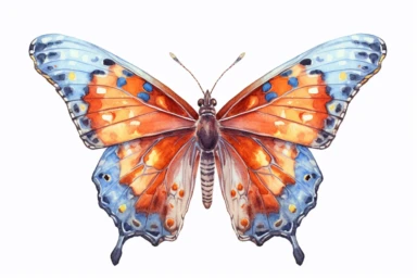 Watercolor, California sister butterfly, clipart, hd, on a white background, spaced out