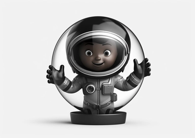 3d rendering. Black leather hand holding a large globe. Astronaut icon. African cartoon character spaceship illustration. Space travel clipart isolated on transparent background