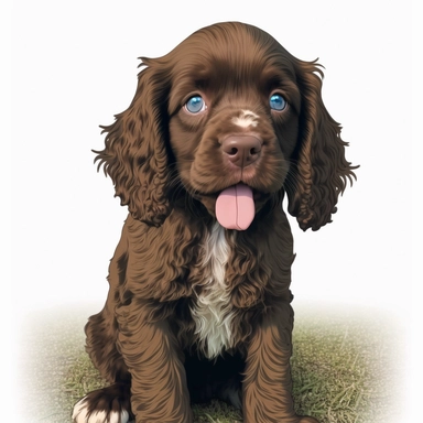 flurry brown cute American cocker spaniel, anime style, Clipart, cute,
