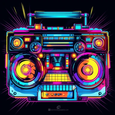 boombox colorful LED light rays clipart