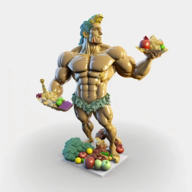 nutrition god as mascot as a food 3D clipart, 4K,in various types of foods with transparent background, insane detail