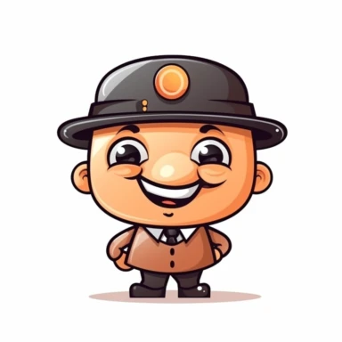 happy cute Inspector face, cartoon, clipart, mascot, isolated on white background