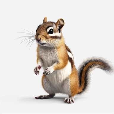 chipmunk, full body, clipart, very detailed, very realistic, white background, bright mood, 4k quality