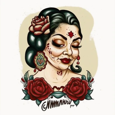 Cute Beautiful Chingona Como Mi Madre Mom Watercolor Clipart,Cartoon,hyper realistic, intricate detail, illustration style,high solution,on the white background