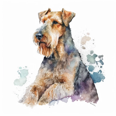 Generate a watercolor-style image of a Airedale Terrier dog Clipart with natural watercolors on a white background