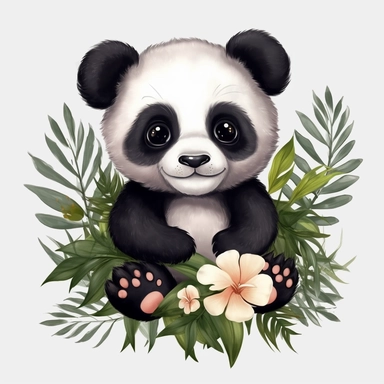 Baby panda nature flower Clipart , Transparent Background Clipart, Baby Zombie Illustrations in PNG, Clipart Graphics