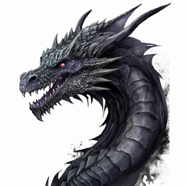 fearsome dragon clipart, on white background, no shadow, no overlapping, only head and neck, gothic fearless dark