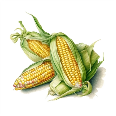 corn clip art in the style of water color painting