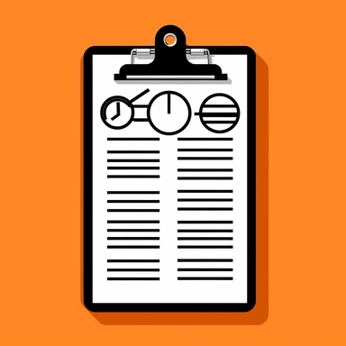 a clipboard with the word summary a icon, in the style of black and white line work, commission for, christcore, bold outlines, flat colors, #screenshotsaturday, political commentary, Art, Craft style, movie lighting, Orange Solid Background, oc, Blender, C4D