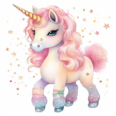 Clipart cute unicorns cute and sweet child oriented isolated objects stars rainbow small wool beautiful different compositions isolated objects on white background imaginative beautiful colors pink bige gold glitter k8