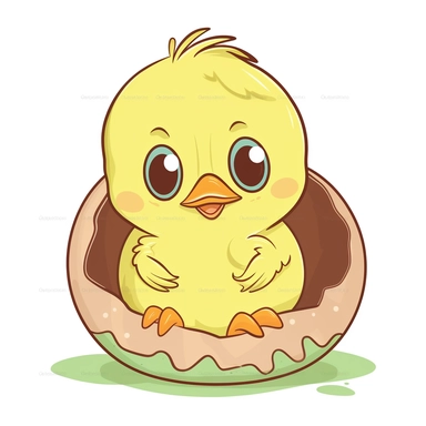 cute chick hatching from egg easter inspired cartoon clipart
