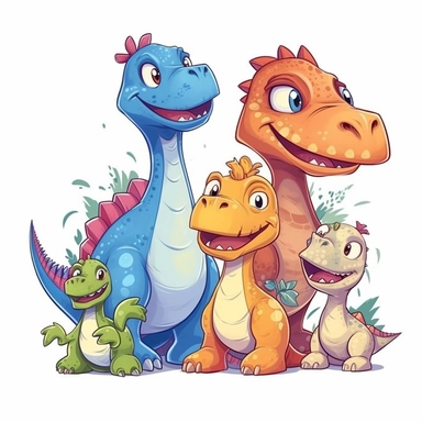 Simple cute delightful dinosaur family for kids clipart