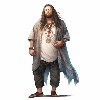 boho plus size man, fair skin, modern, semi-realistic, spiritual, witchy, clipart, fantasy, white background, high quality, beautifully accurate illustrations