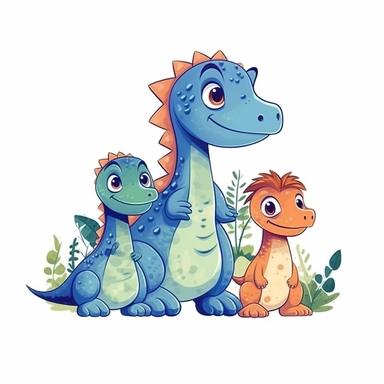 Simple dinosaur family for kids clipart