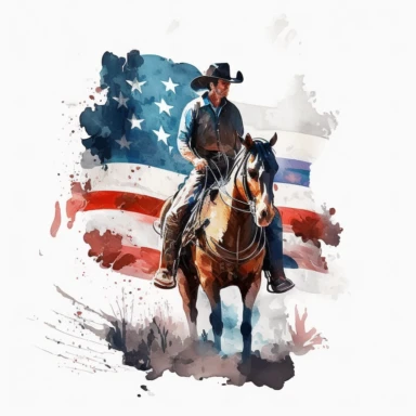 isolated watercolor independence day cowboy clipart white background