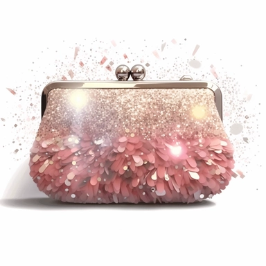 a beautiful prom clutch bag sparkle and glitter in dusky pinks white background Clipart