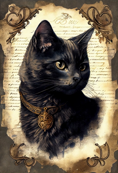 an adorable victorian cat, dark dark academia watercolor vintage CLIPART, illustration, hyper realistic, intricate detail clipart, watercolor, painterly, Jean-Baptiste Monge, drawing on top of old grunge beautiful scrapbooking background paper, old paper texture, decoupage printable digital background, distressed borders, vintage borders, grunge borders, shabby borders