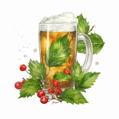 holly friday beer day clipart , original hand drawing, style of the artwork, mood of the aartwork, white background, 8K quality, ultra detailed , clipart, white background, High Quality, ultra detailed