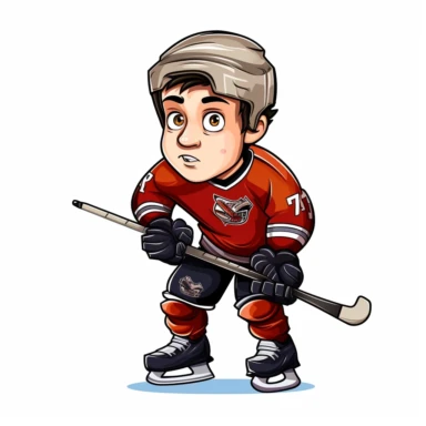 clipart of hockey player, white background, characiture