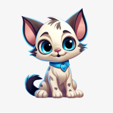 happy, cute and beautiful Siamese kitten Clipart, painted kitten clipart, kitten illustration, white background