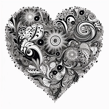 heart, black and white, clipart, love