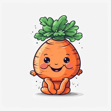 cute Carrot, happy and smiling, bold line, clipart, sticker, white background, no shadow, 8k detail