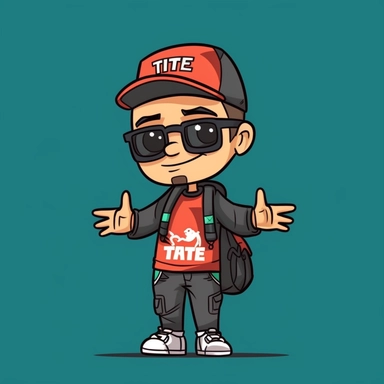 dope boy mascot guy, cartoon, flat, illustration, clipart, high quality, 4k 8k
